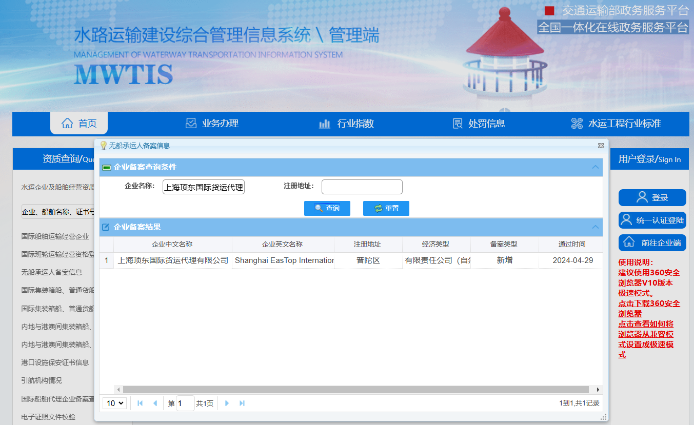 Shanghai EasTop International Forwarding Co., Ltd.NVOCC