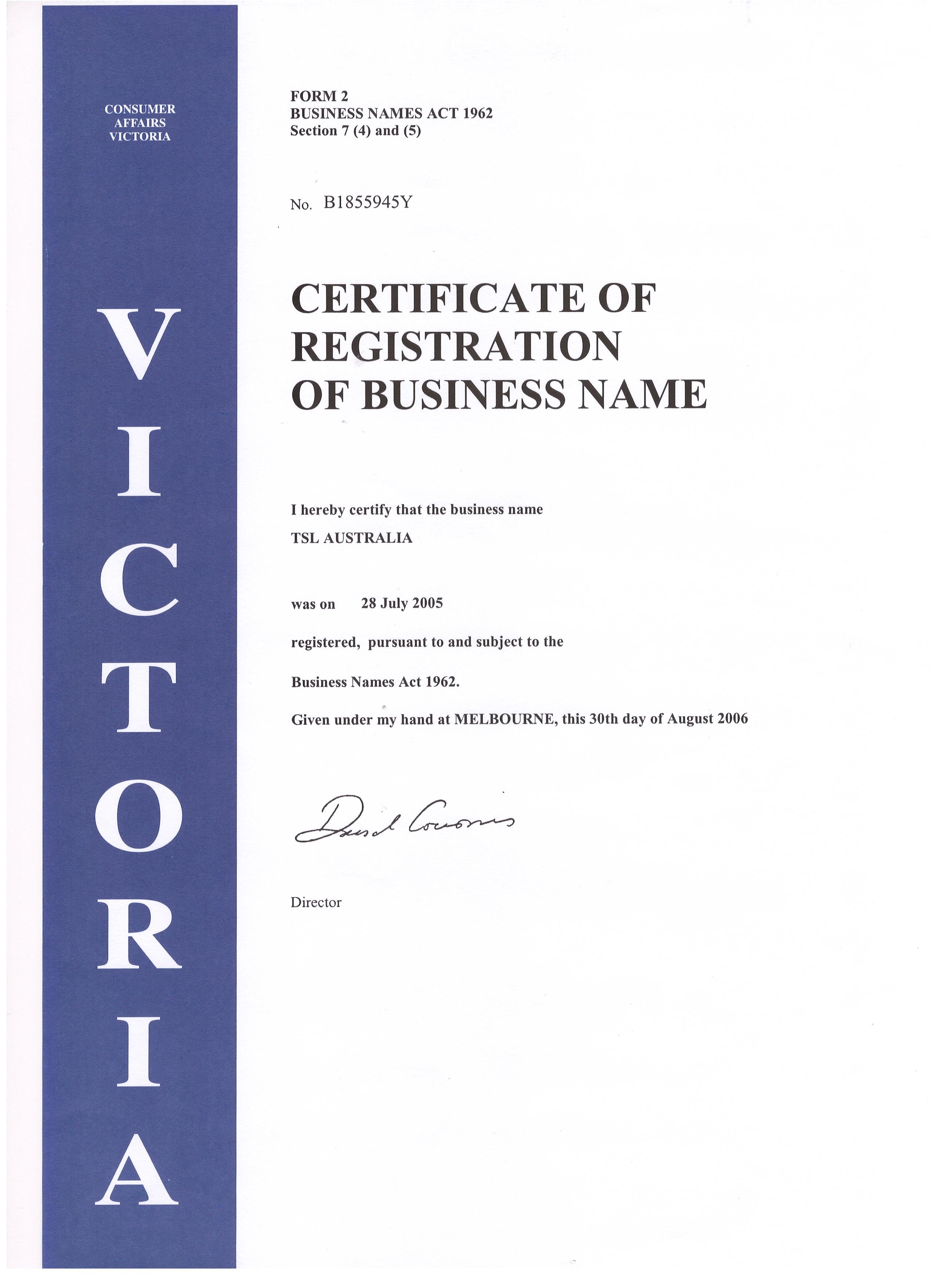 TSL AustraliaBusiness registration
