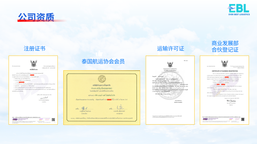 EVER BEST LOGISTICS CO.,LTD.Company qualifications