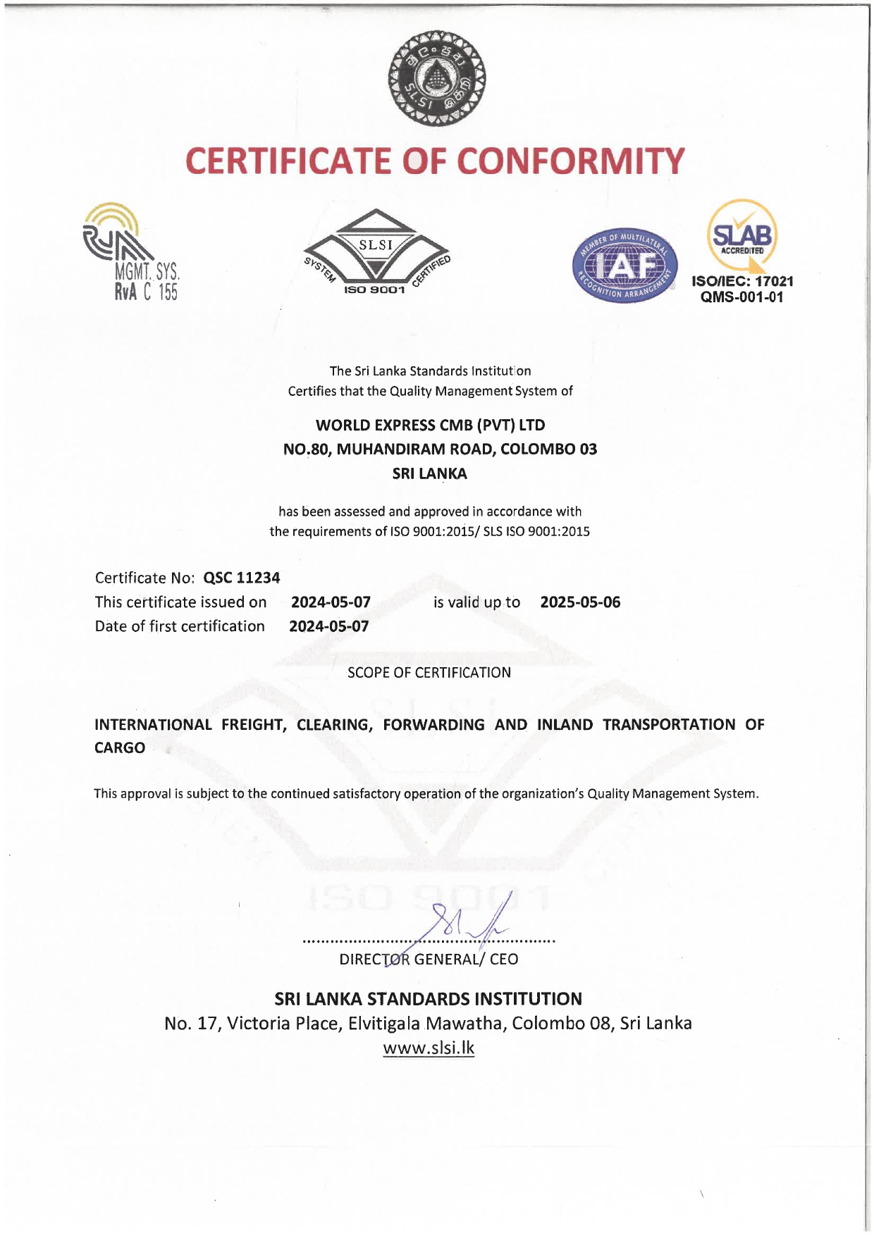 WORLD EXPRESS (CMB) (PRIVATE) LIMITED