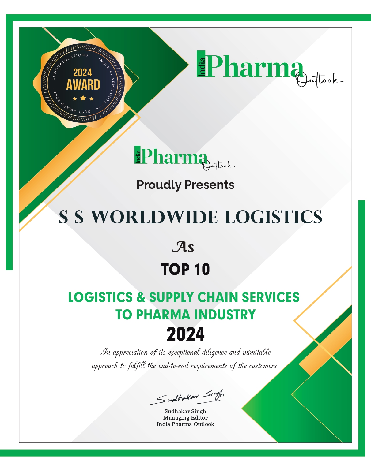 SS WORLDWIDE LOGISTICSTOP PHARMA HANDLING COM.