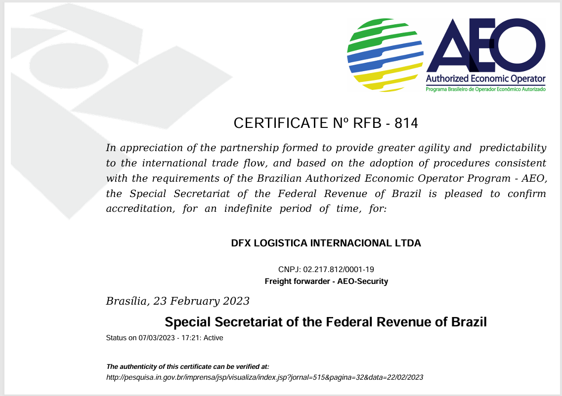 DFX LOGISTICA INTERNACIONAL LTDA