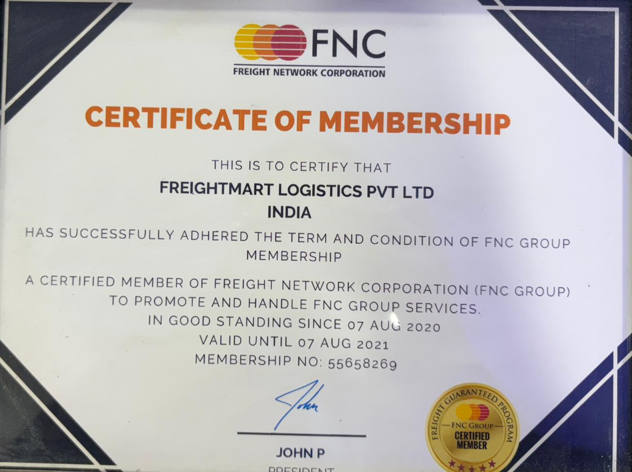 FREIGHT MART LOGISTICS PRIVATE LIMITEDCertificates