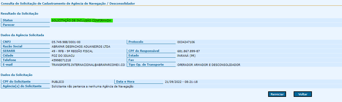 ABRAPAR DESPACHOS ADUANEIROS LTDA