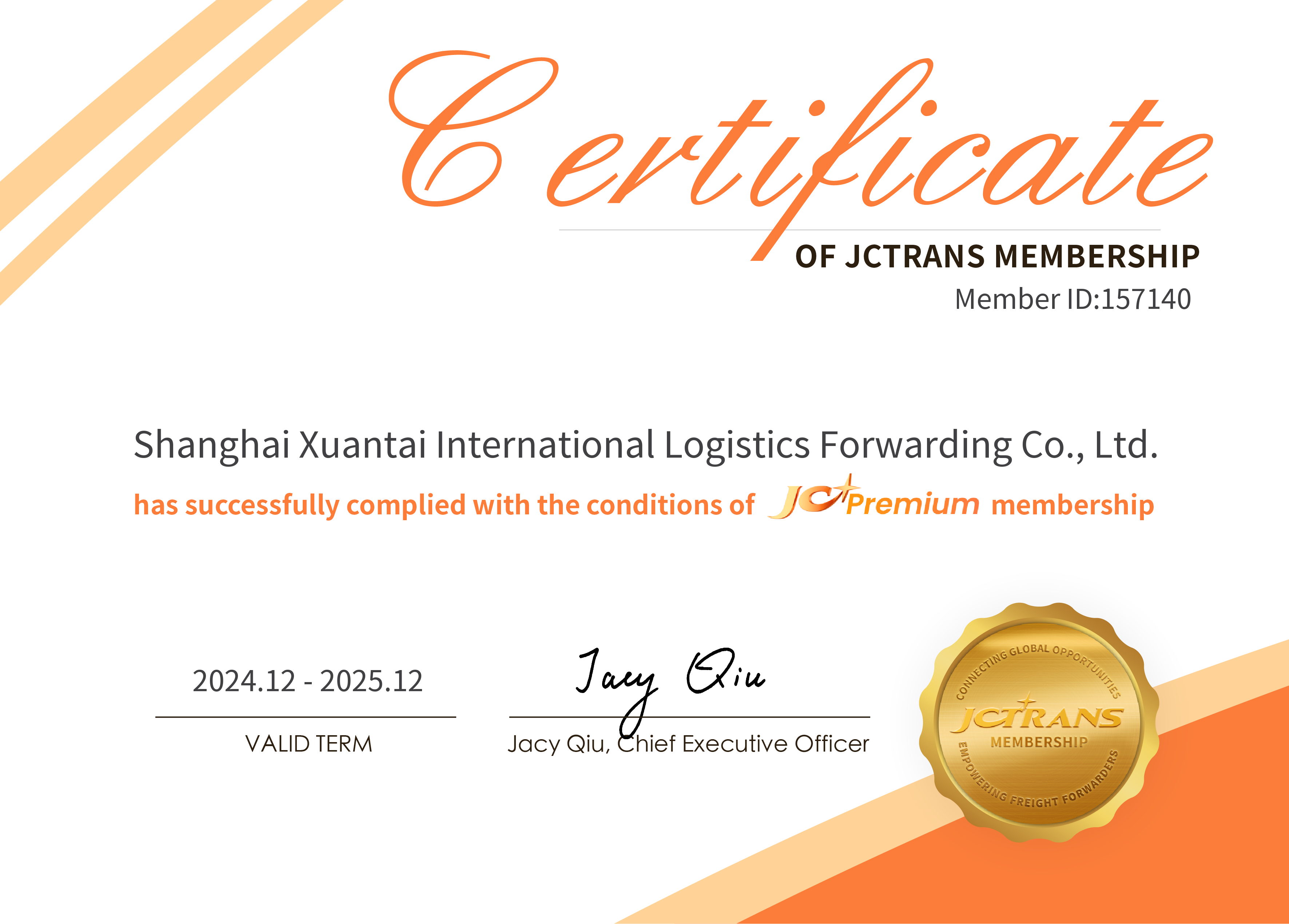 Shanghai Xuantai International Logistics Forwarding Co., Ltd.JC