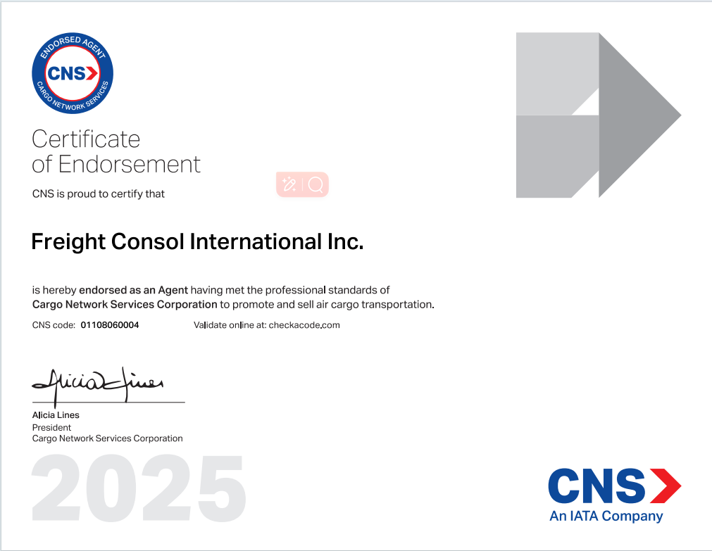 FREIGHT CONSOL INTERNATIONAL Inc.IATA