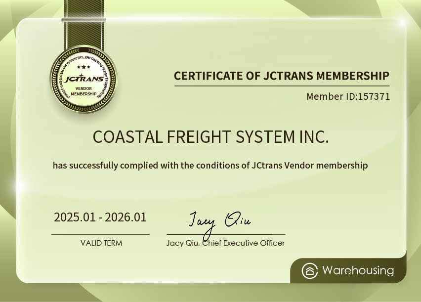 COASTAL FREIGHT SYSTEM INC.JC Vendor Warehousing