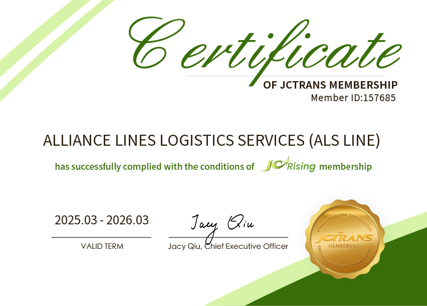ALLIANCE LINES LOGISTICS SERVICES EST.JC Rising