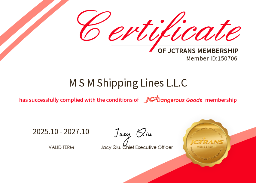 M S M Shipping Lines L.L.CJC Dangerous Goods
