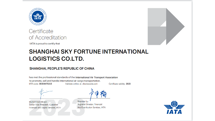 SHANGHAI SKY FORTUNE INTERNATIONAL LOGISTICS CO., LTD.默认证书名称