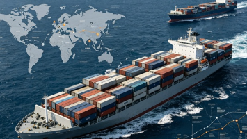 Smart geographic criteria used to choose transshipment port lanes that avoid seasonal typhoon delays